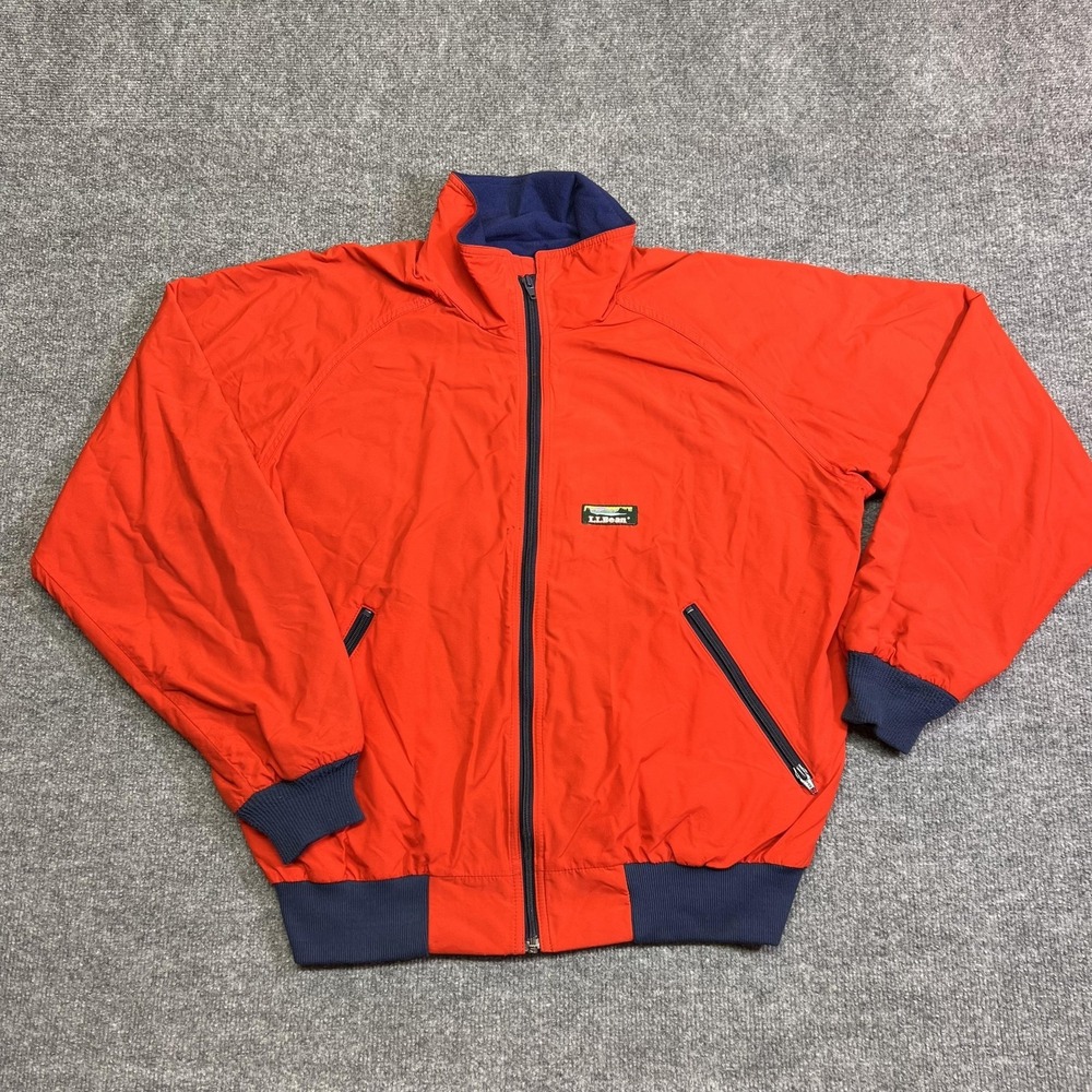 Vintage L.L. Bean Jacket Mens Large Red Windbreaker Fleece Lined USA 80s